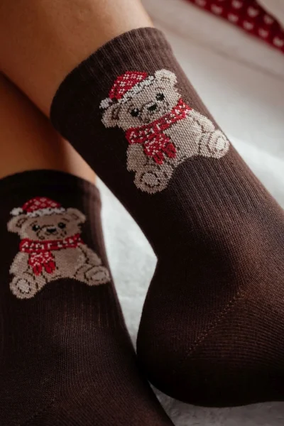 BRO Dámské ponožky 1283-031 - medvídek - Hnědá
