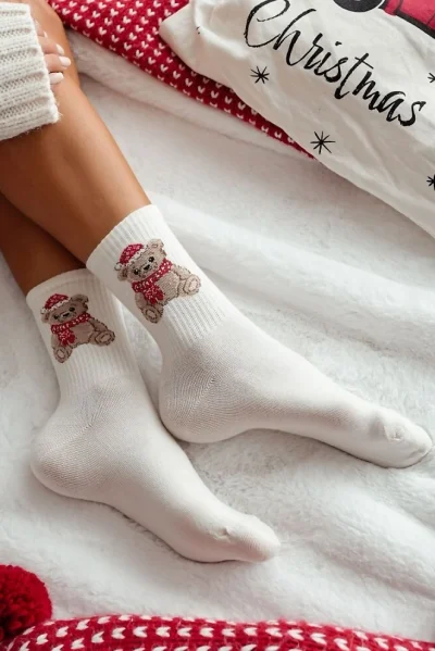 ECR Dámské ponožky 1283-031 - medvídek - Ecru