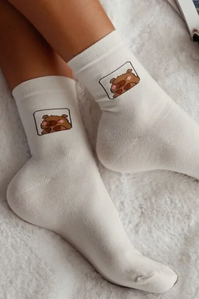 ECR Dámské ponožky 0200-186 - kapibara - Ecru