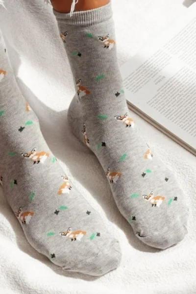 LIGGRA Dámské ponožky 0200-182 - lišky - Světle šedá