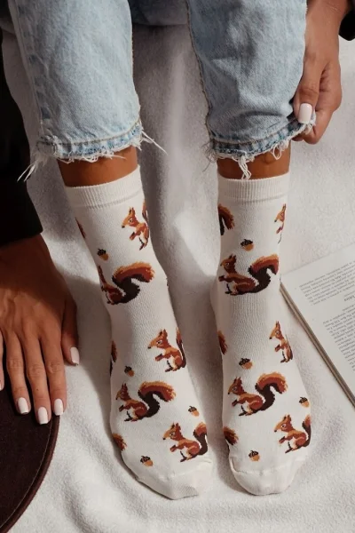 ECR Dámské ponožky 0200-185 - veverky - Ecru