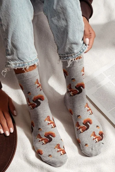 LIGGRA Dámské ponožky 0200-185 - veverky - Světle šedá