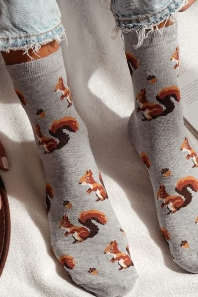 LIGGRA Dámské ponožky 0200-185 - veverky - Světle šedá