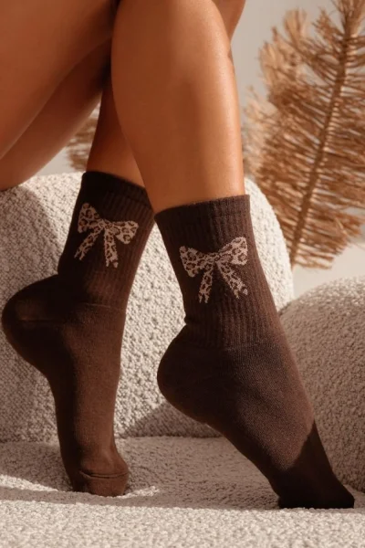 Dámské ponožky 0118-014 - froté - Hnědá