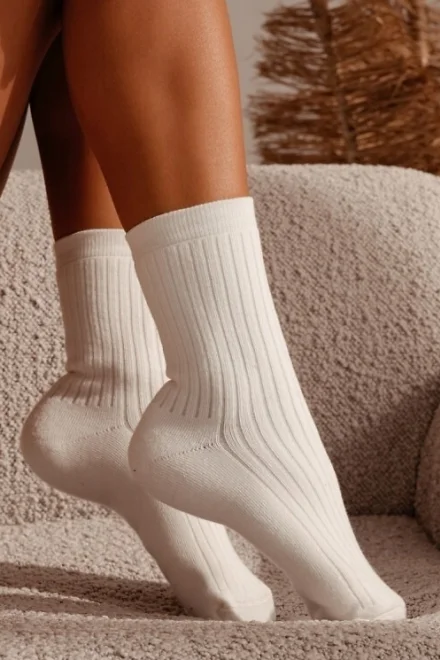 Dámské ponožky 0118-015 - froté - Ecru