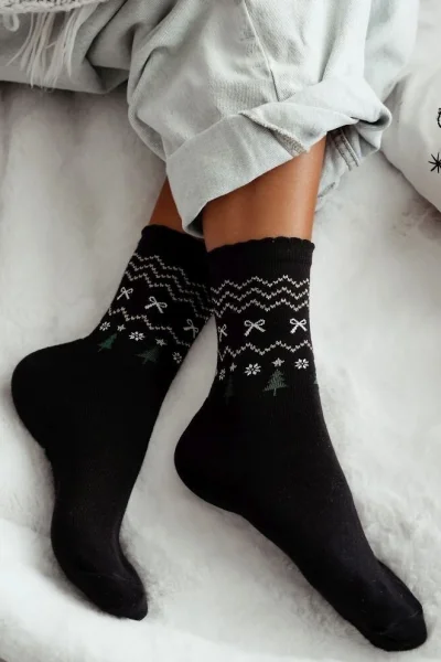 BLA Dámské ponožky 1283-035 - stromeček - Černá