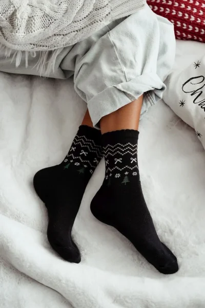 BLA Dámské ponožky 1283-035 - stromeček - Černá