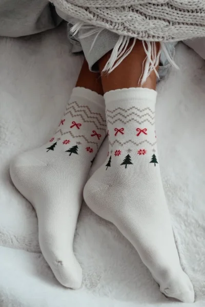 ECR Dámské ponožky 1283-035 - stromeček - Ecru