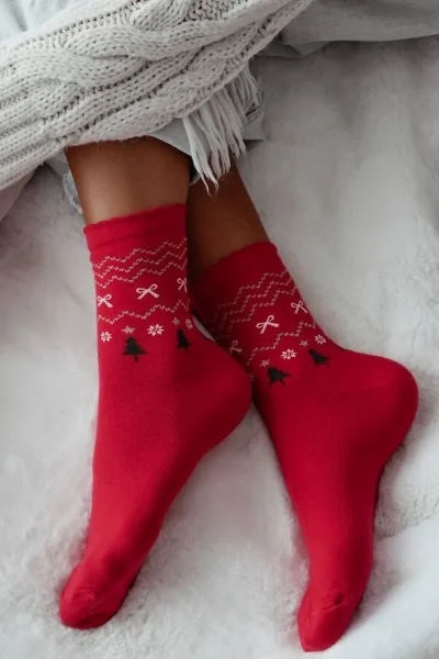 RED Dámské ponožky 1283-035 - stromeček - Červená