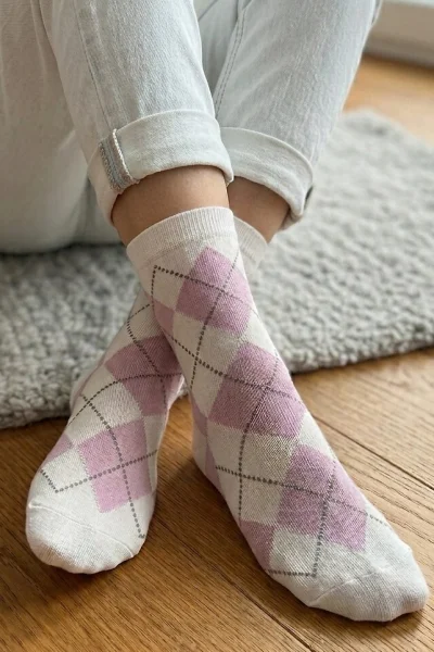 Dámské ponožky 0200-195 - Ecru-růžová