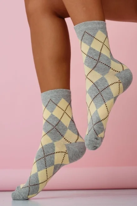 Dámské ponožky 0200-195 - Šedo-žlutá