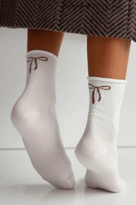 Dámské ponožky 0200-193 - mašlička - Ecru