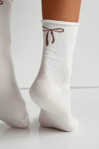 ECR Dámské ponožky 0200-193 - mašlička - Ecru
