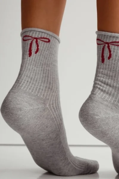 LIGGRA Dámské ponožky 0200-193 - mašlička - Světle šedá