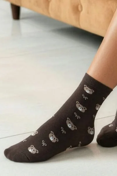 DARBRO Dámské ponožky 0200-191 - medvídek - Tmavě hnědá