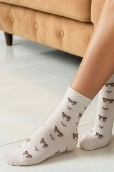ECR Dámské ponožky 0200-191 - medvídek - Ecru