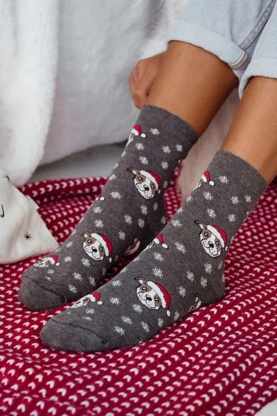 Dámské ponožky 1283-039 - buldoci - Šedá