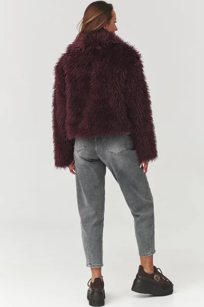 Dámský chlupatý kabátek C1 - bordó - Bordó