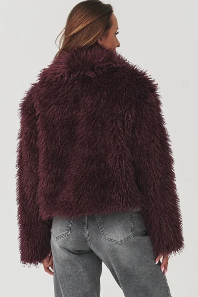 Dámský chlupatý kabátek C1 - bordó - Bordó