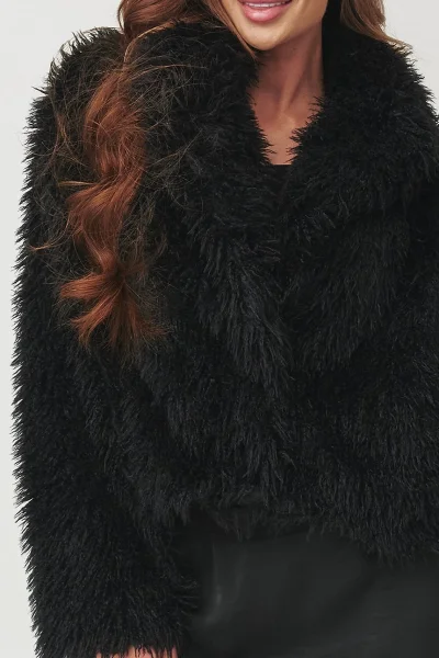 Dámský chlupatý kabátek C1 - černý - Černá