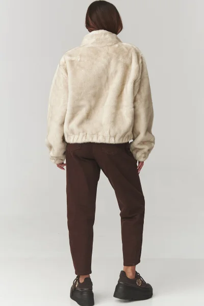 Dámská kožešinová bunda C28 - béžová - Béžová