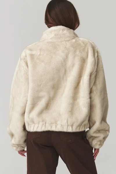 Dámská kožešinová bunda C28 - béžová - Béžová