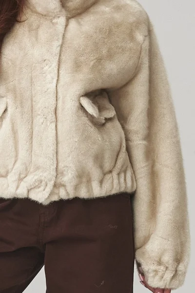 Dámská kožešinová bunda C28 - béžová - Béžová