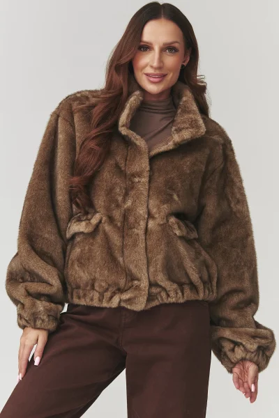 Dámská kožešinová bunda C28 - mocca - Mocca