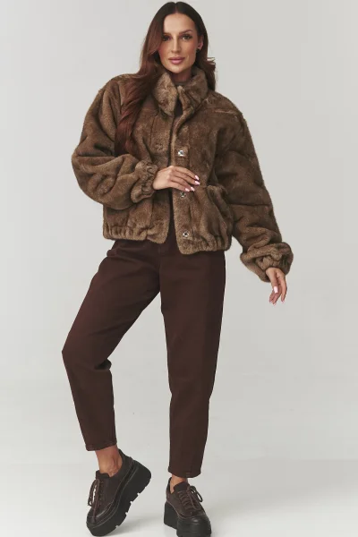 Dámská kožešinová bunda C28 - mocca - Mocca