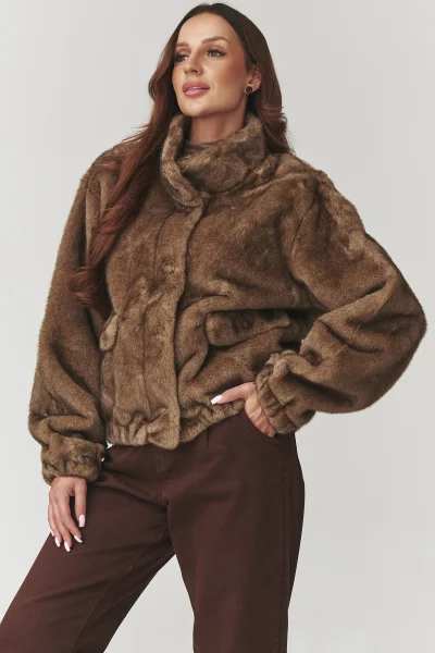 Dámská kožešinová bunda C28 - mocca - Mocca