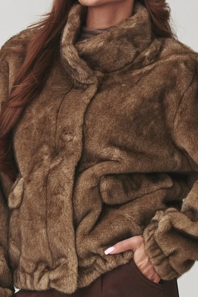 Dámská kožešinová bunda C28 - mocca - Mocca