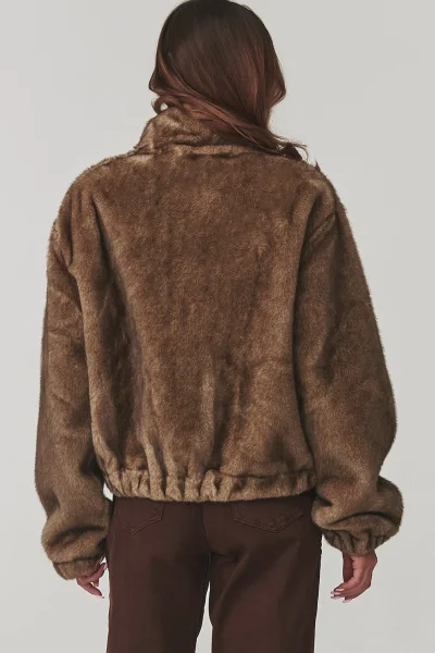 Dámská kožešinová bunda C28 - mocca - Mocca