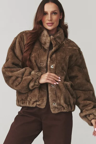 Dámská kožešinová bunda C28 - mocca - Mocca