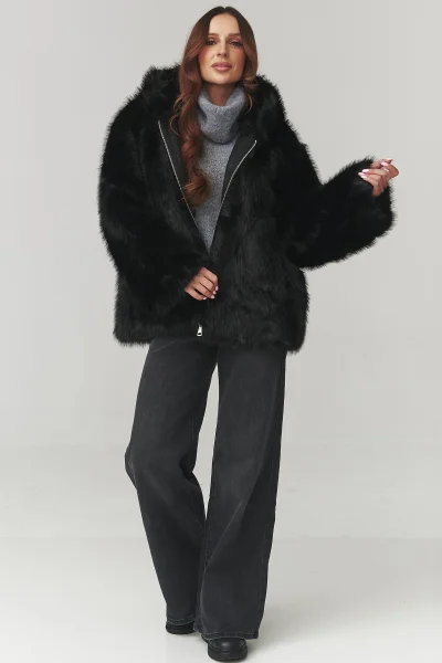 Dámský kožešinový kabátek C29 - černý - Černá