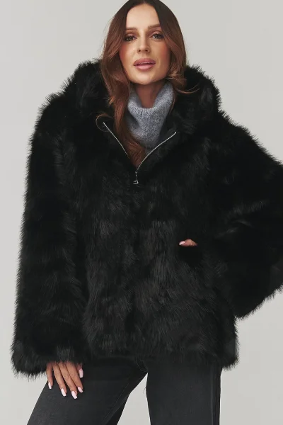 Dámský kožešinový kabátek C29 - černý - Černá