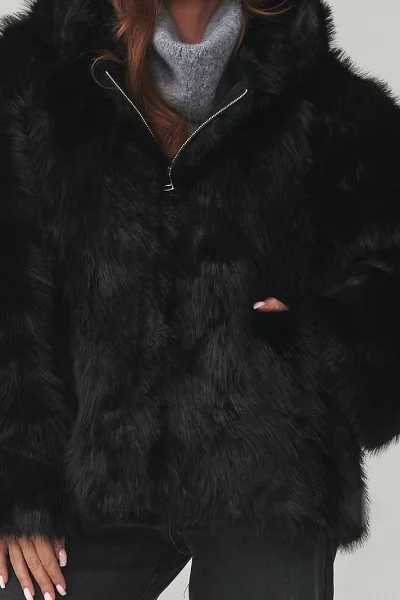 Dámský kožešinový kabátek C29 - černý - Černá