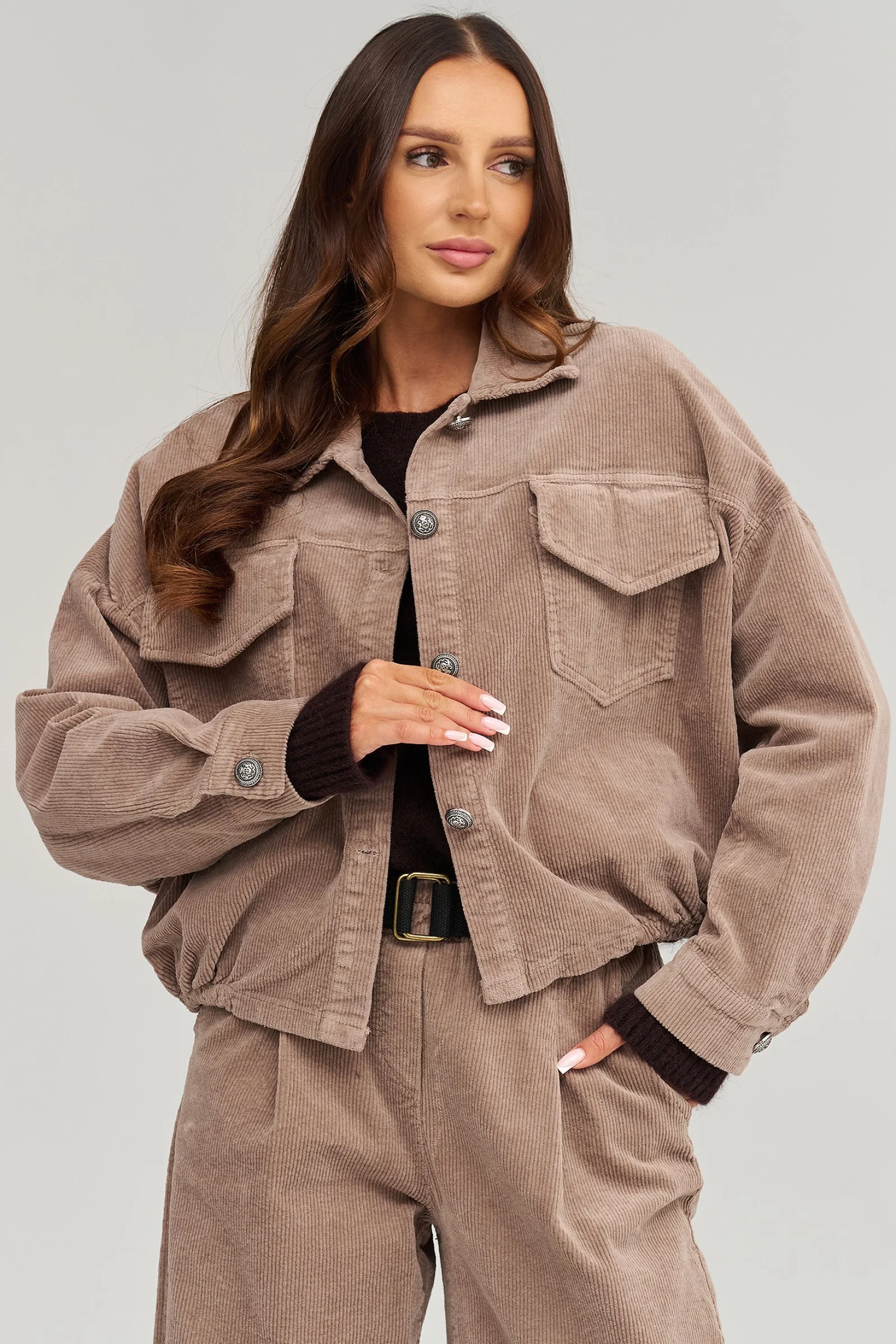 Dámská manšestrová bomber bunda Makadamia C96 - mocca Mocca Uni