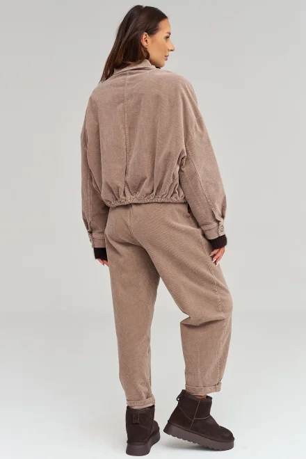 Dámska menčestrová bomber bunda C96 – mocca - Mocca