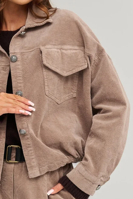 Dámska menčestrová bomber bunda C96 – mocca - Mocca