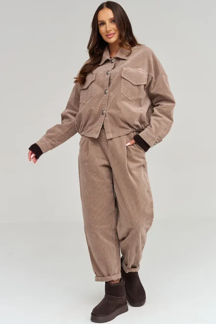 Dámska menčestrová bomber bunda C96 – mocca - Mocca