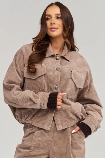 Dámska menčestrová bomber bunda C96 – mocca - Mocca