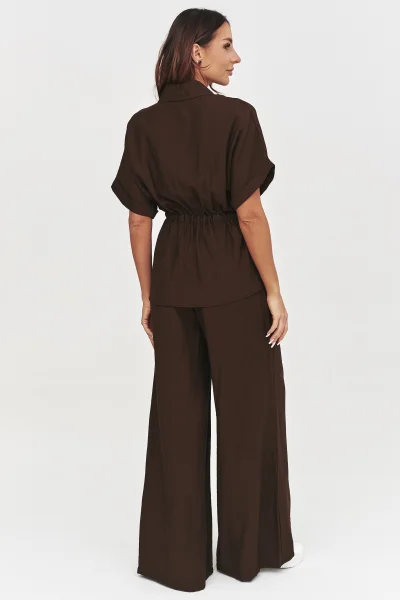 Dámská elegantní souprava C54 - tm. hnědá - Tmavě hnědá