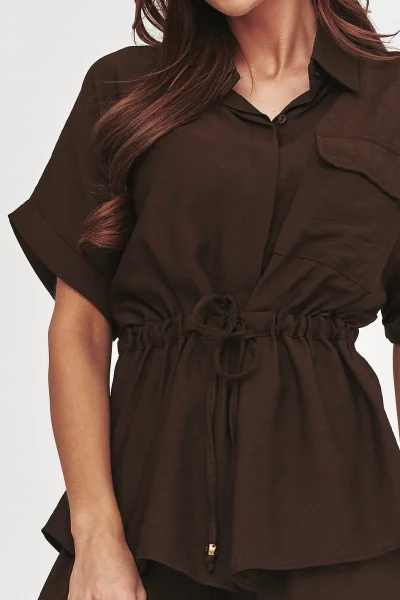 Dámská elegantní souprava C54 - tm. hnědá - Tmavě hnědá