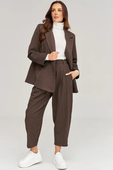 Dámský elegantní komplet C102 - tm. hnědý - Tmavě hnědá