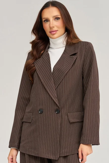 Dámský elegantní komplet C102 - tm. hnědý - Tmavě hnědá