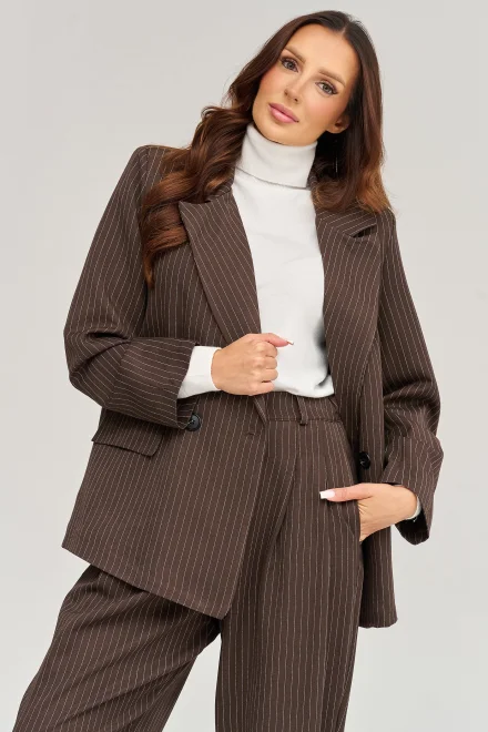 Dámský elegantní komplet C102 - tm. hnědý - Tmavě hnědá