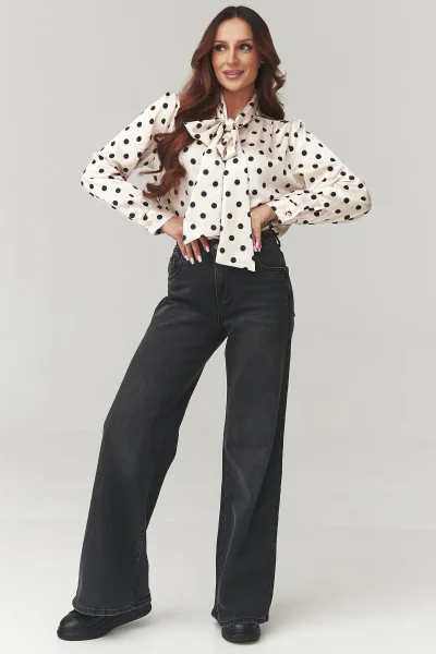 Košile s mašlí C17 - ecru - Ecru