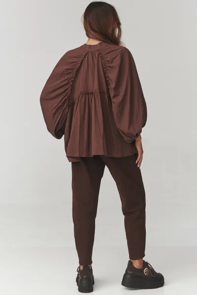 Košile s širokými rukávy C24 - hnědá - Hnědá
