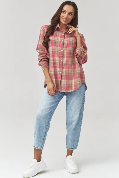 Dámská košile 3 C35 - hnědorůžová - Hnědo-růžová