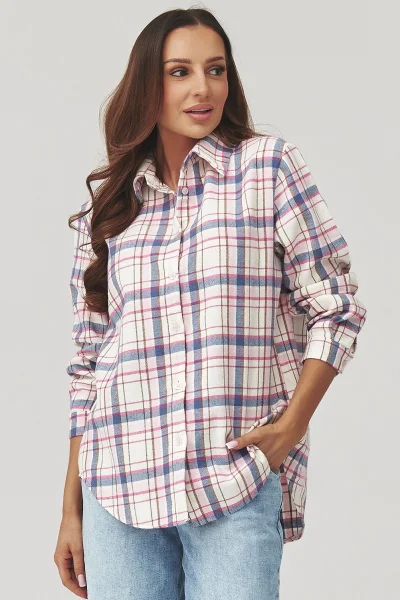 Dámská košile 4 C35 - růžovo-modrá - Růžovo-modrá